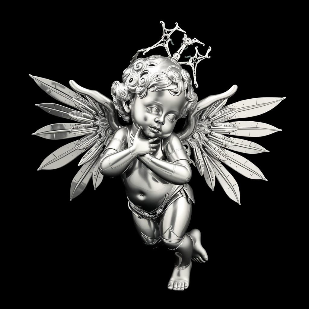 Stainless Steel Cherub Inspired by Renaissance Art
