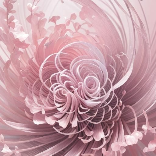 Botanical Art: Pink Flowers with Silver Shimmer