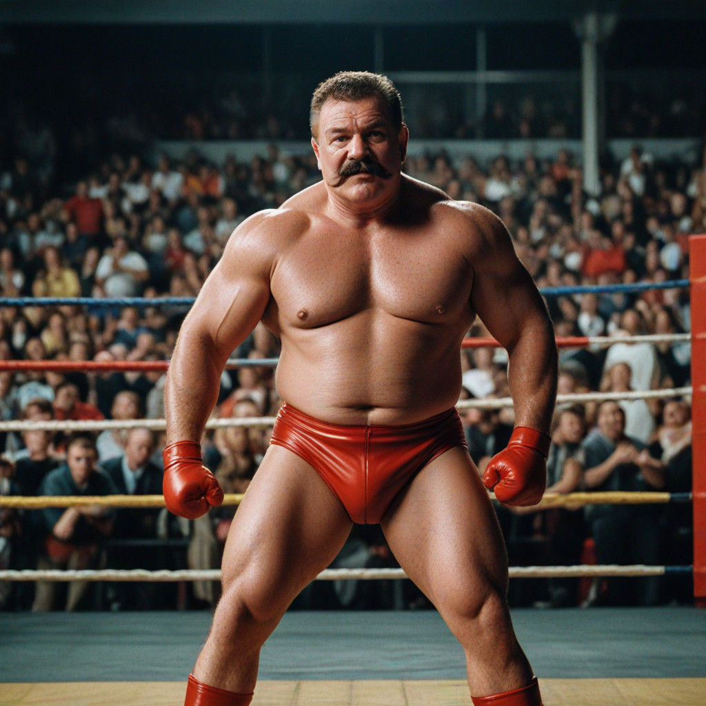 Chubby Wrestler Exudes Classic Hollywood Glamour