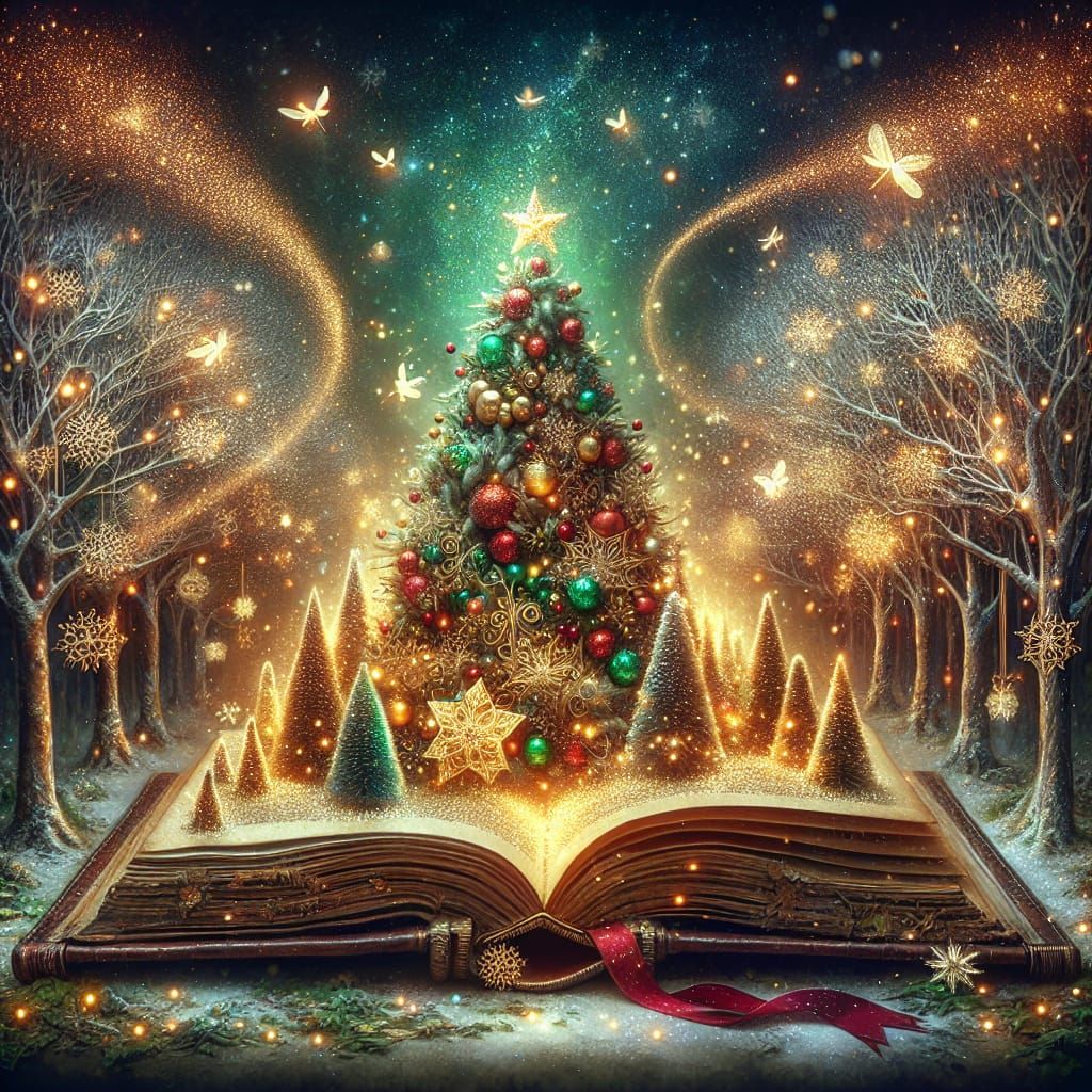 Enchanted Christmas Fairytale Book Scene