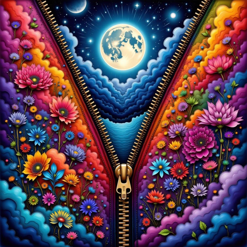 Surreal Zipper Art Reveals Full Moon