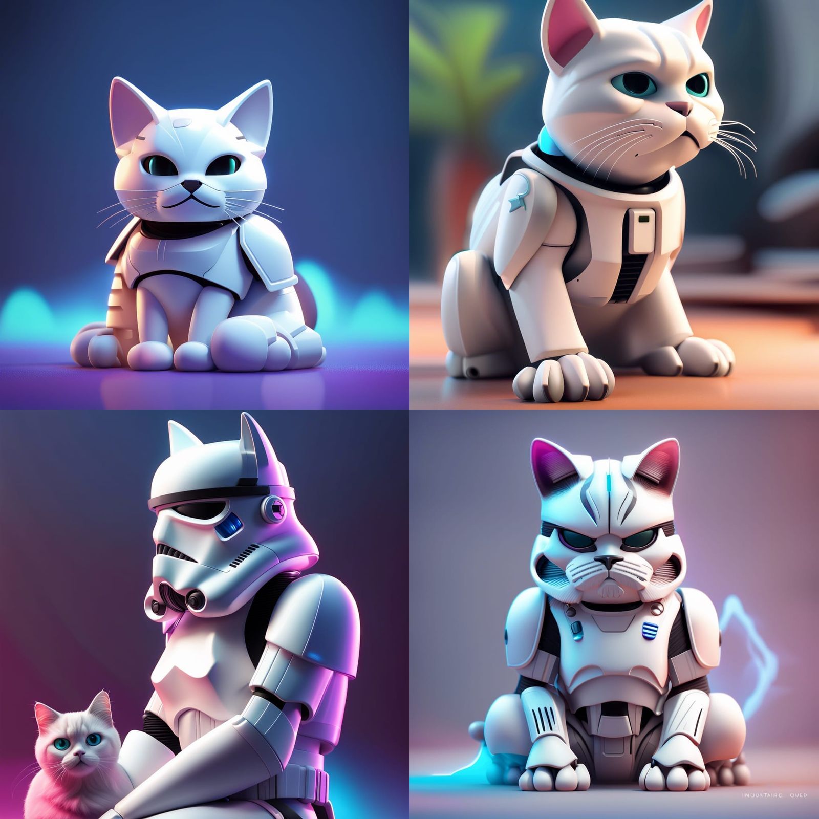 Stormtrooper Cat in Pixar Disney 3D Style
