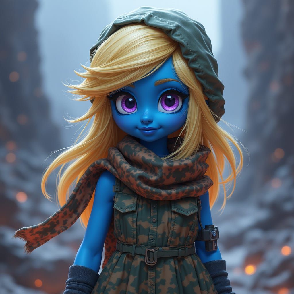 Smurfette in Camo: Dystopian Digital Art