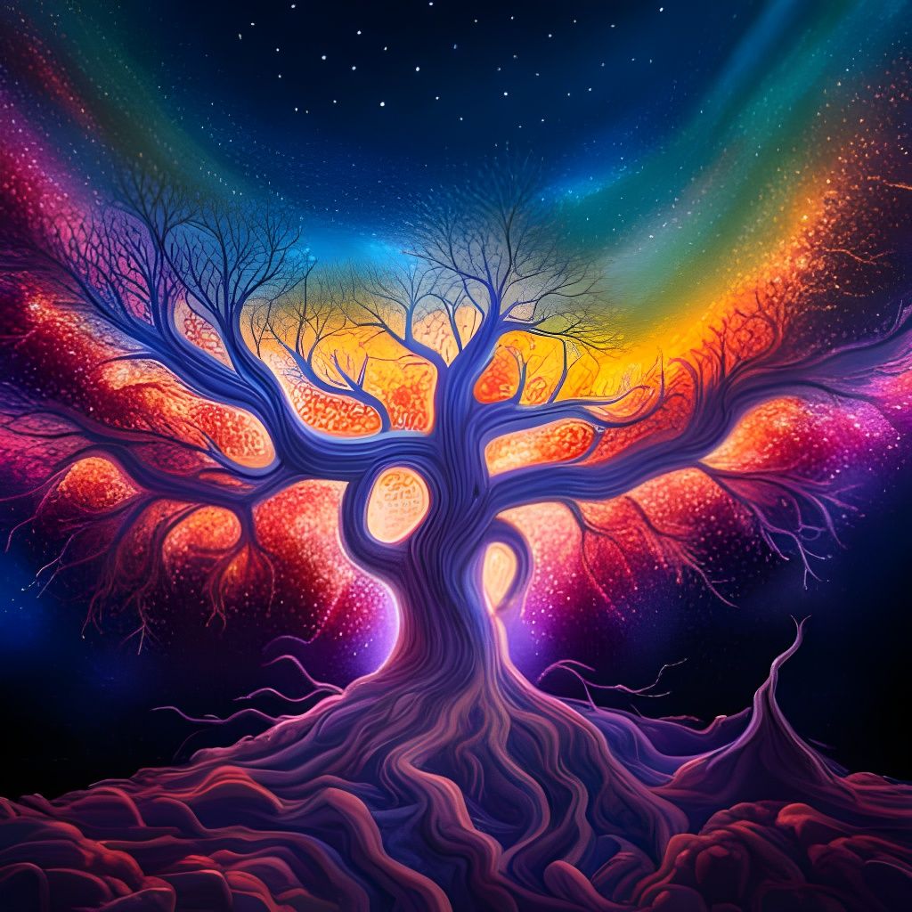 Tree of Life in Cosmic Night Sky