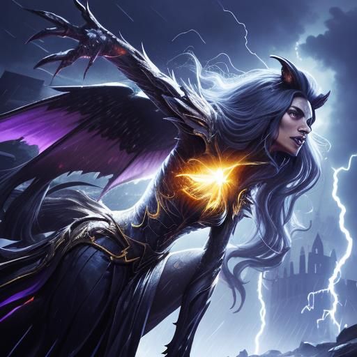 Futuristic Alien Werewolf Witch in London: Splash Art