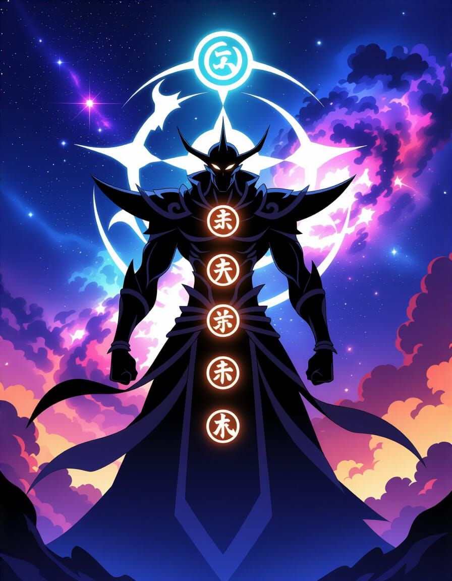 Godlike Shonen Anime Entity with Celestial Sigil