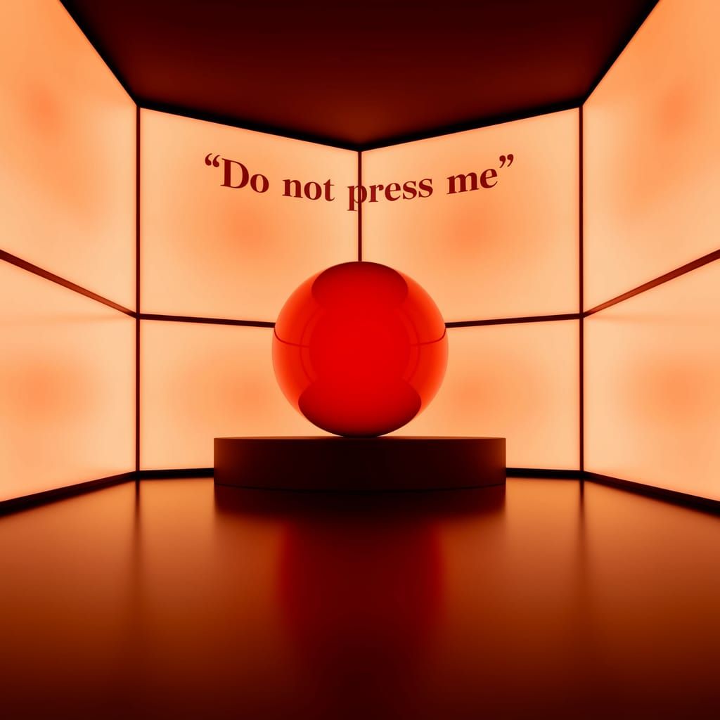 Sleek Futuristic Room with Dominant Red Button