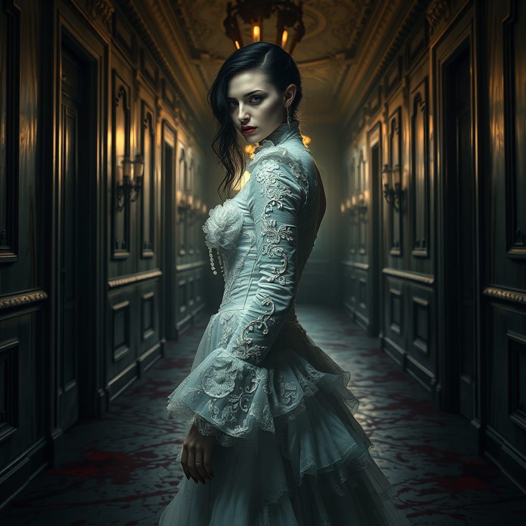 Vampire Bride in Gothic Victorian Gown