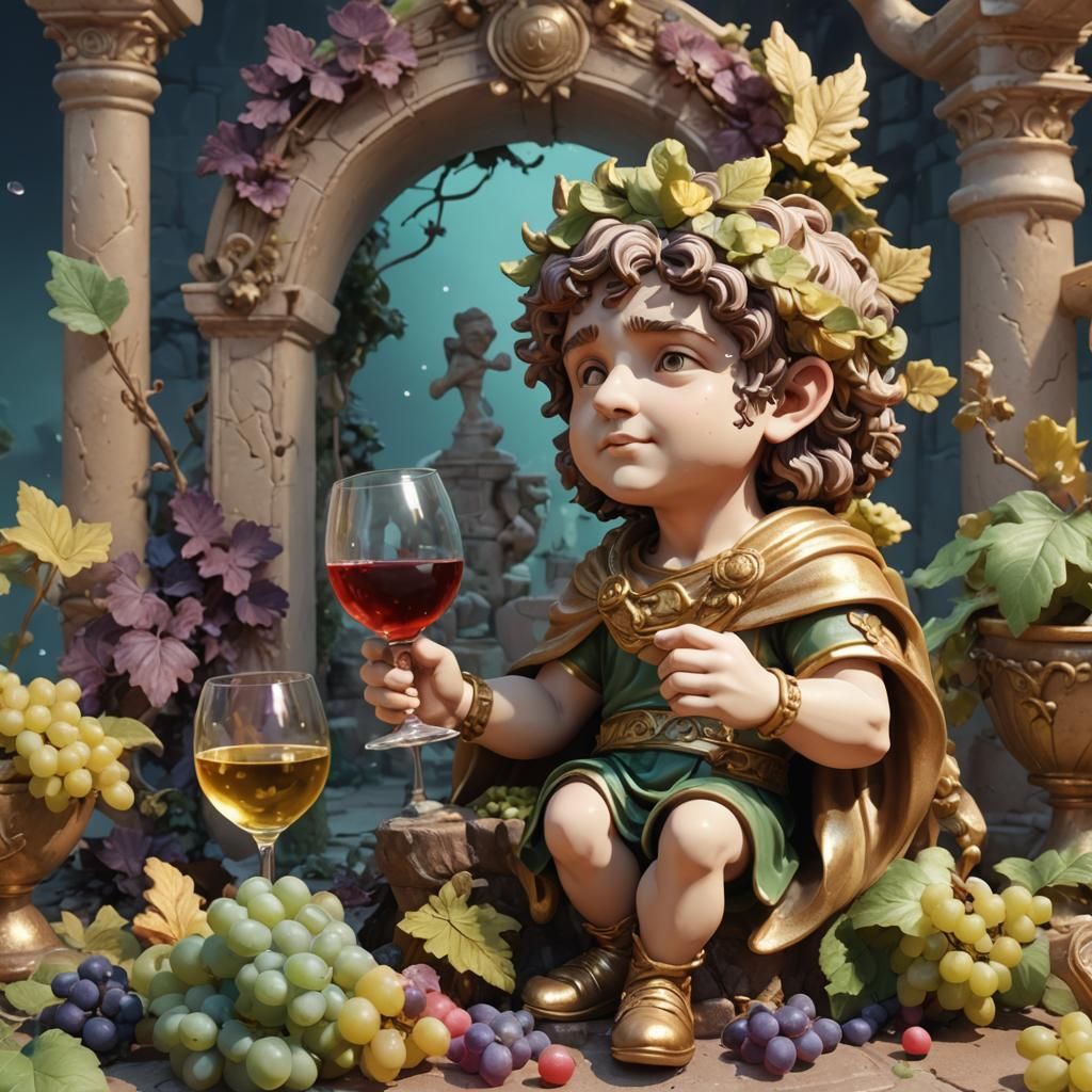 Cute Bacchus Clay Sculpture in Pastel Colors