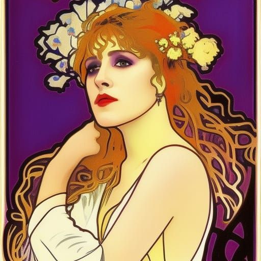 Stevie Nicks in Art Nouveau Floral Portrait