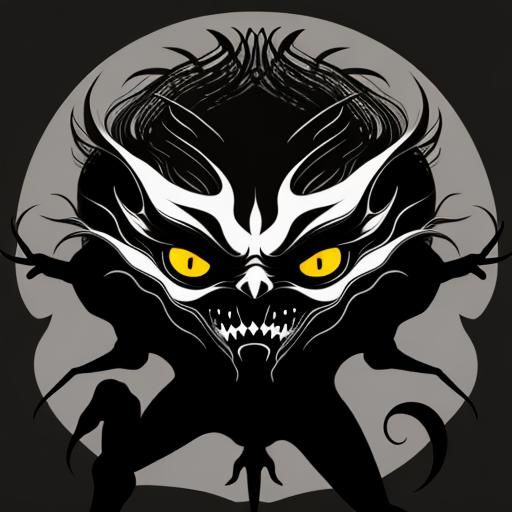 Creepy Shadow Monster Dancing: Minimalist Line Art