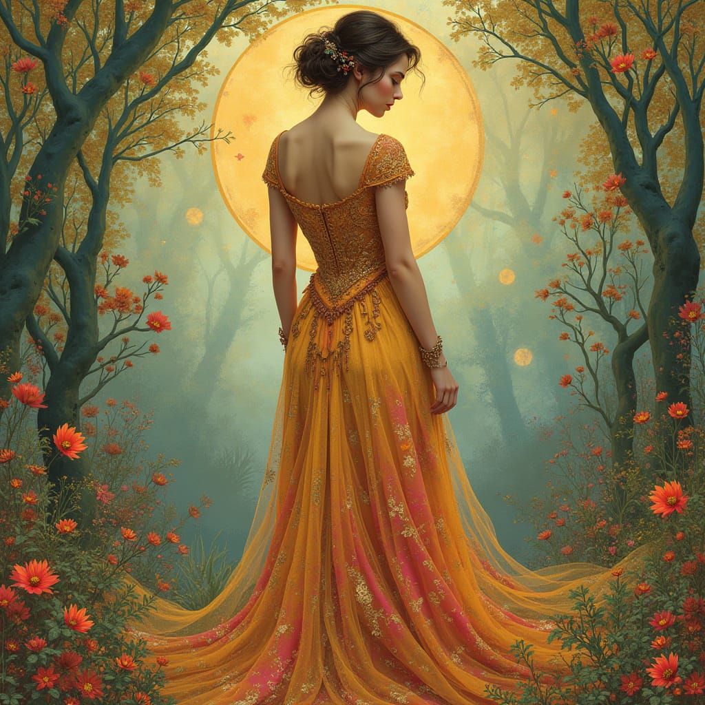 Elegant Woman in Art Nouveau Dreamscapes