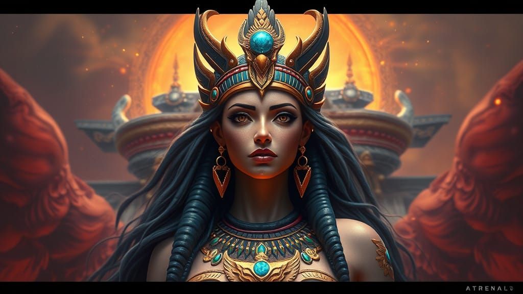 Egyptian Goddess of Love and Beauty in Fantastical Detail