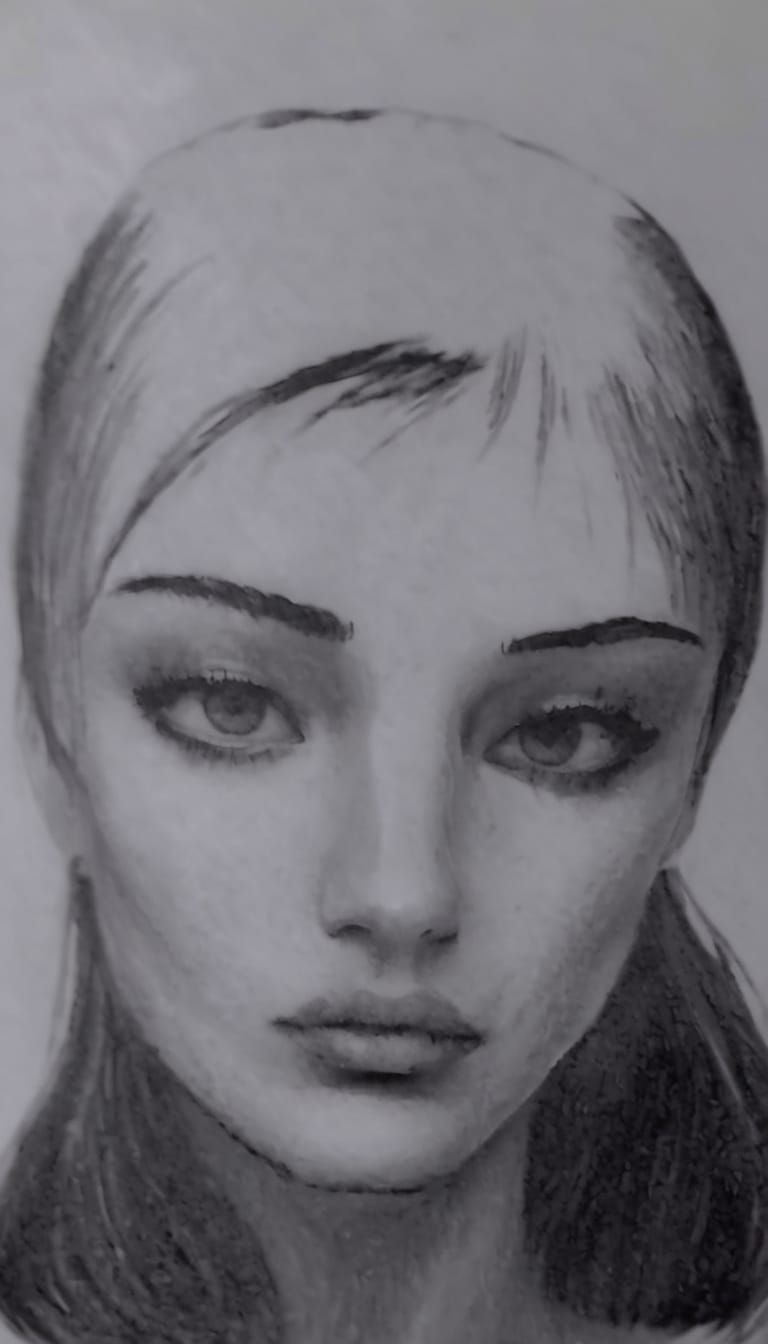 Gothgirl Portrait in High Contrast Impasto Style