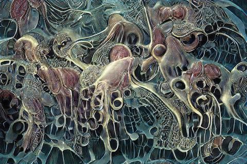 Steampunk Underwater City with Fractal Octopuses