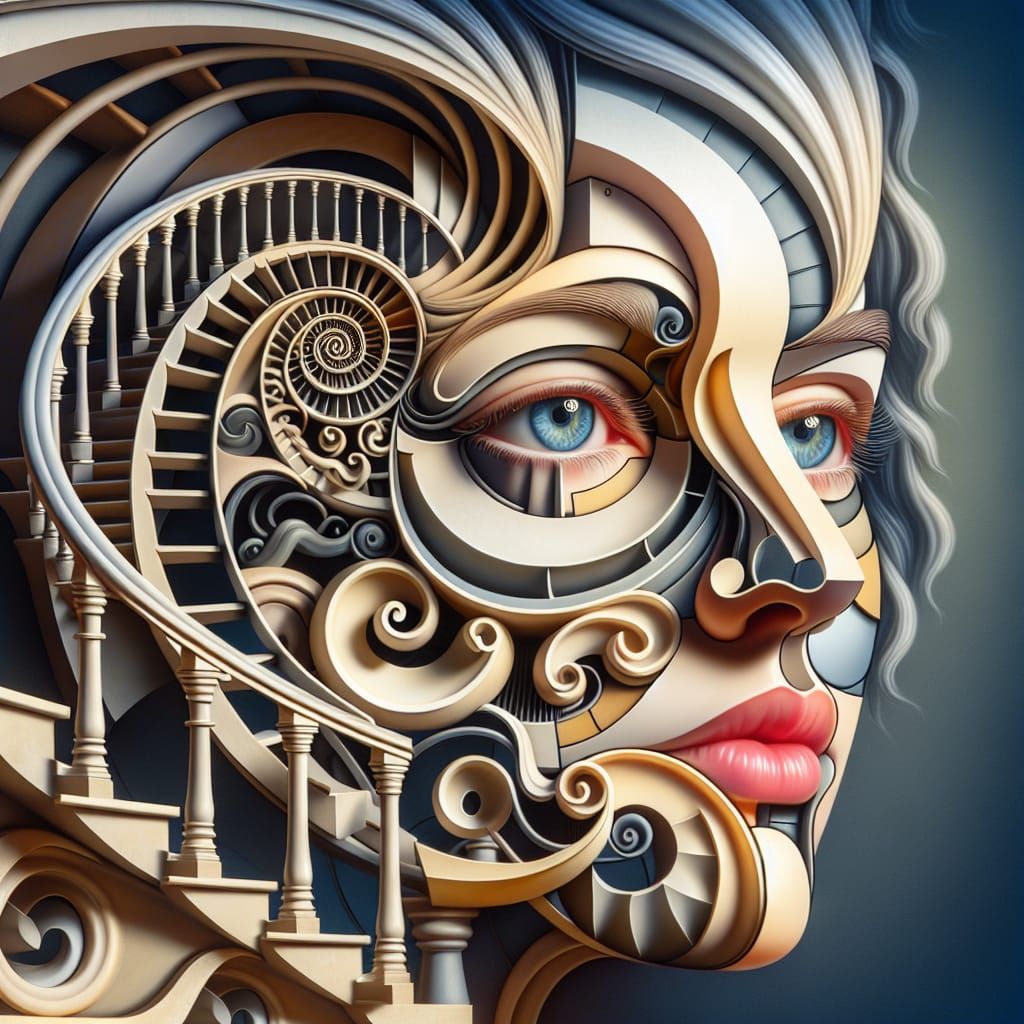 Surreal Woman's Face in Mannerist Anamorphic Style