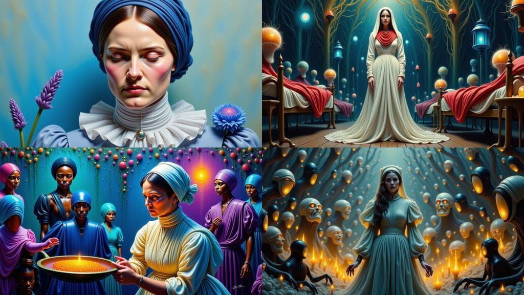 Modern Art Masterpiece of Florence Nightingale in Vibrant Co...