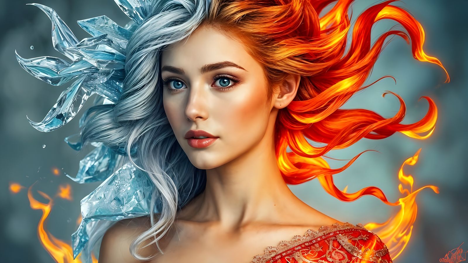 Ice and Fire Woman: A Portrait of Duality