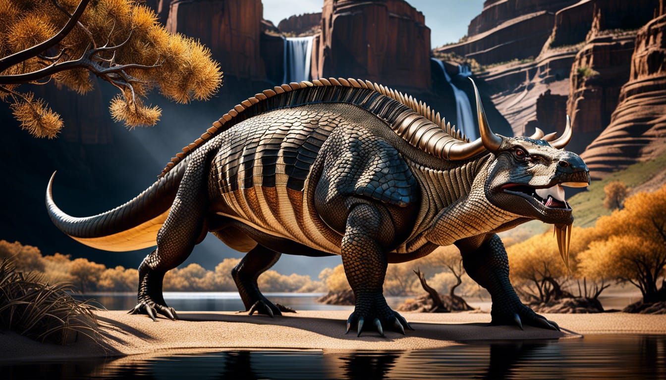 Ultra Photorealistic Herbivore in Savannah Canyon