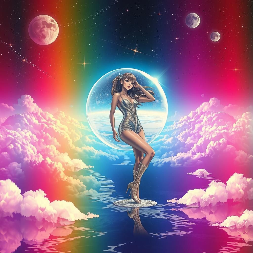 Retro-Futuristic Space Fantasy in Klimt Style