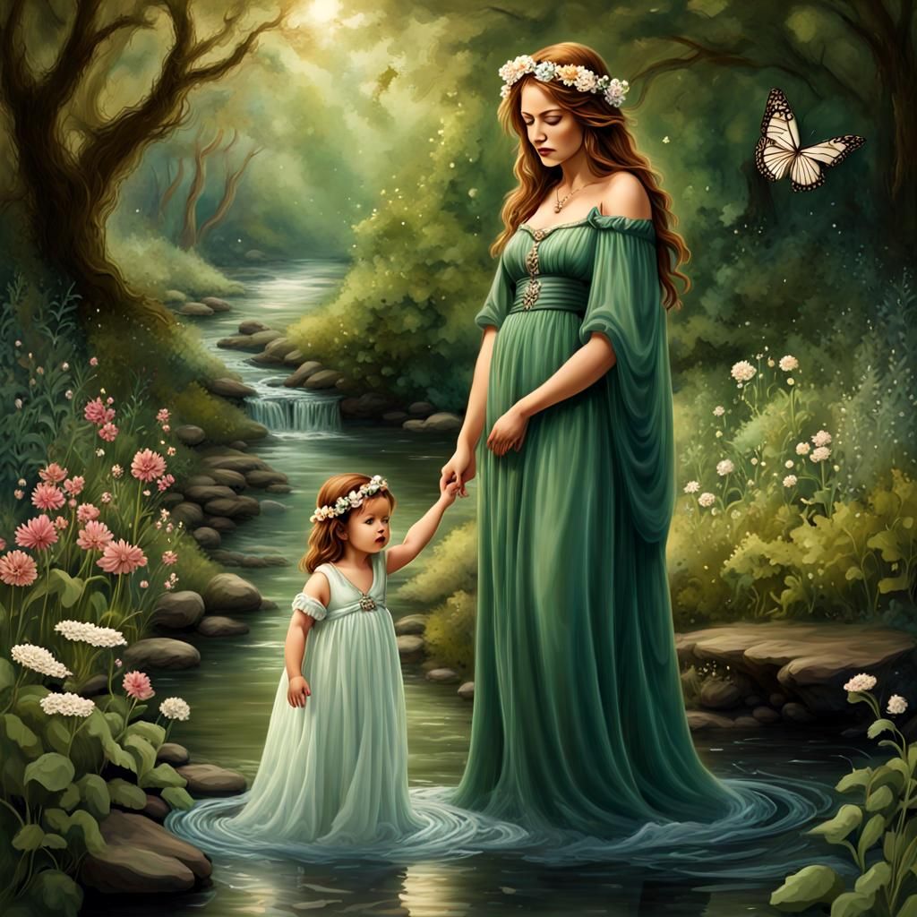 Goddess Mother Nature in Secret Flower Garden