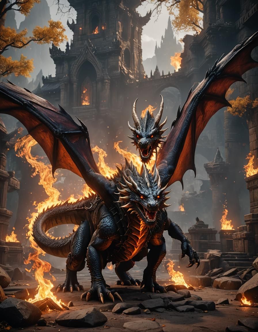 Epic Fire Dragon in 3D Cinematic Style