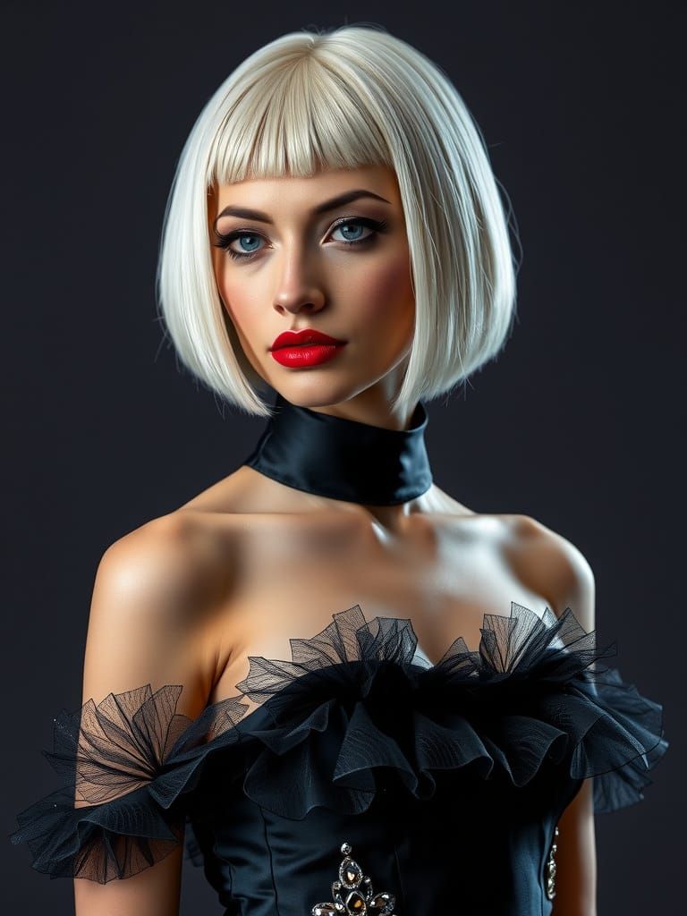 Cyborg Goddess in Futuristic Evening Attire