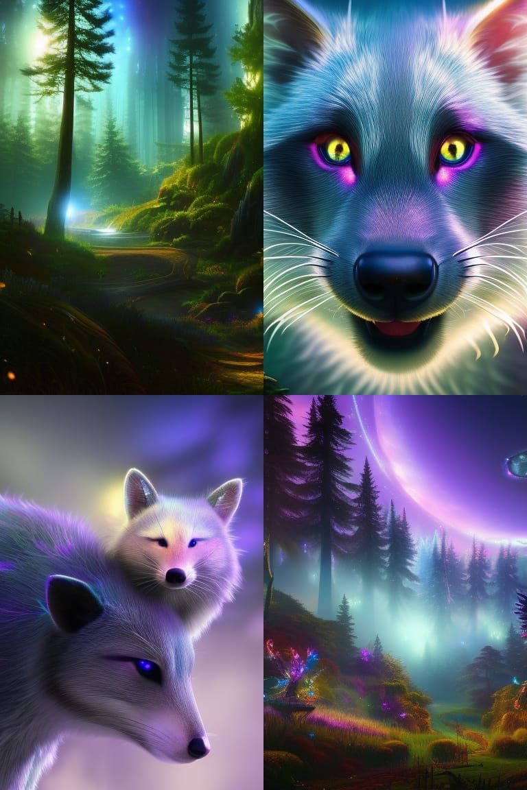 Ethereal Raccoons in a Sci-Fi Wonderland