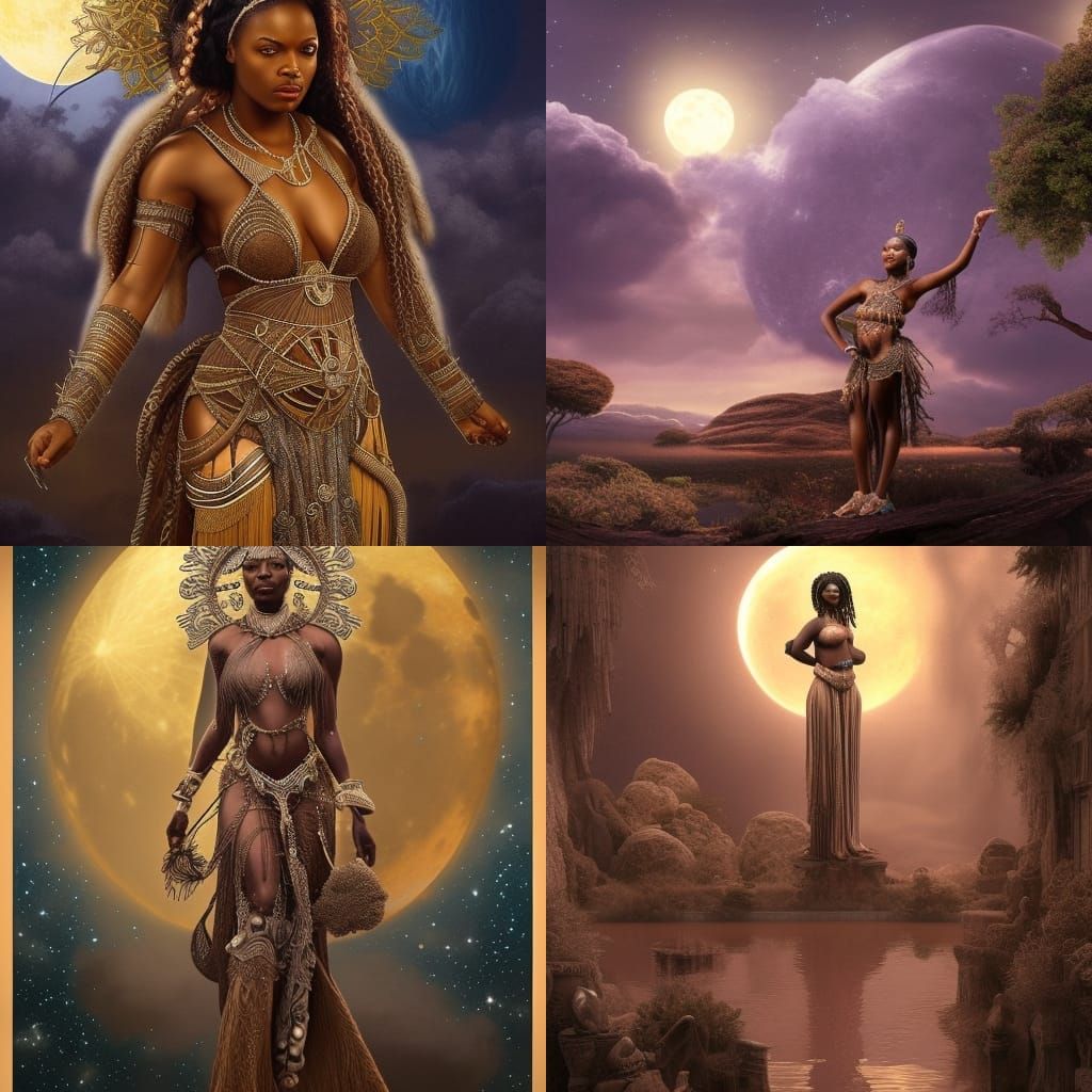 African American Moon Goddess Digital Painting