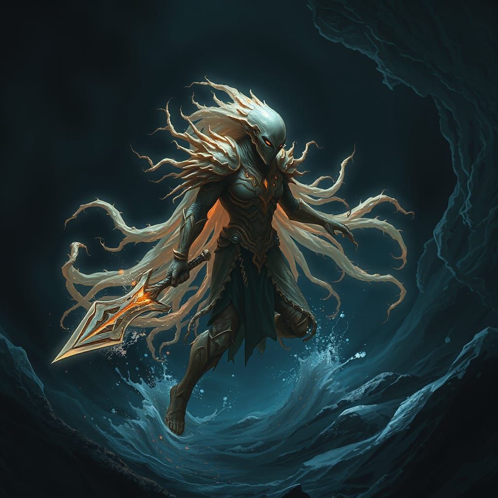 Deep Ocean Warrior in Pressure-Hardened Armor, Armed with Et...