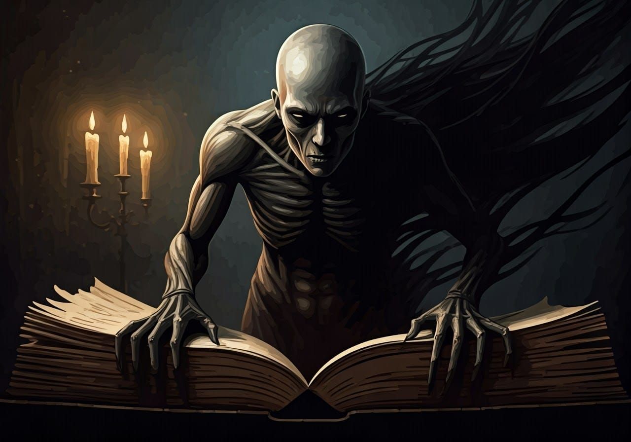 Creepy Humanoid Shadow Creature in Gothic Horror Style