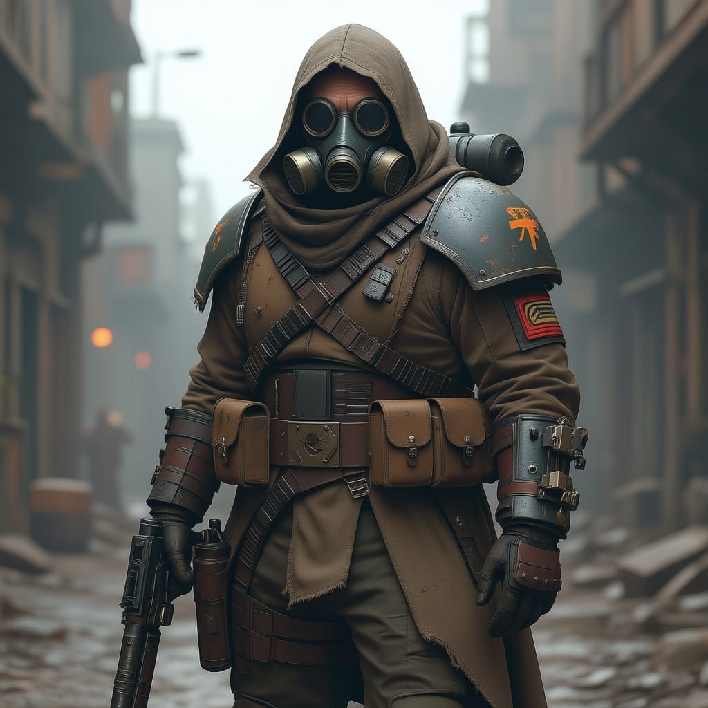 Grim 40k Trader in Industrial Warhammer Style