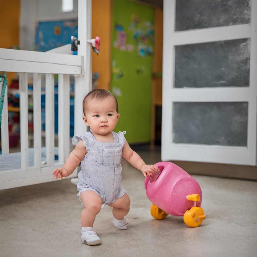 Charming Baby Girl's First Days at Kindergarten