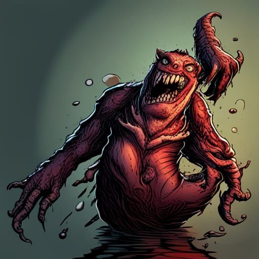 Lovecraftian Werewolf Smothered in Blood and Mud
