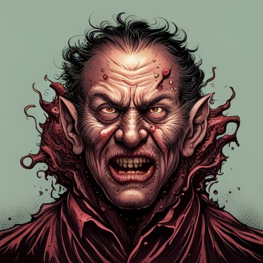 Lovecraftian Werewolf with Bloody Smile in Gothic Horror