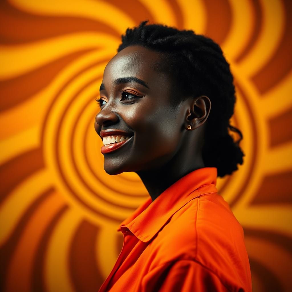 Op Art Portrait of Woman in Orange