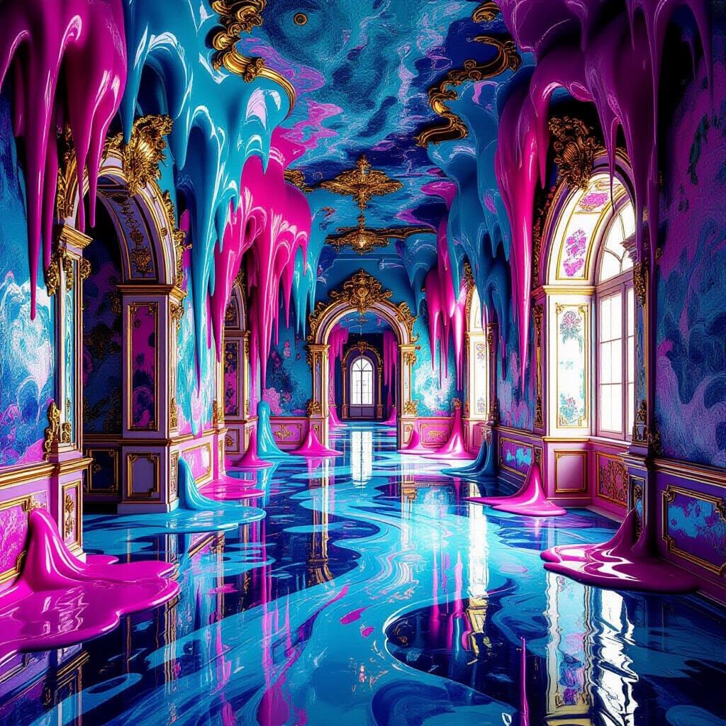Melting Rococo Interior in Psychedelic Colors