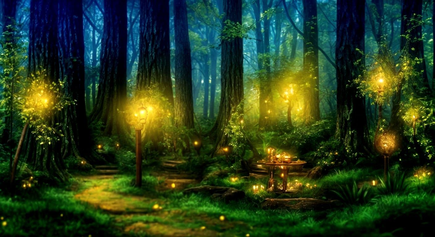 Enchanted Forest Bathed in Golden Light