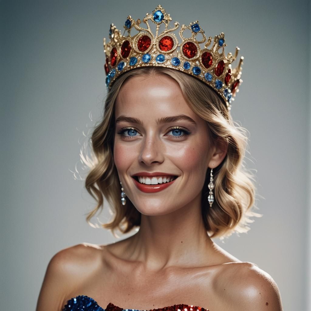 Danish Model in Red Sequin Dress, Fashion Photography