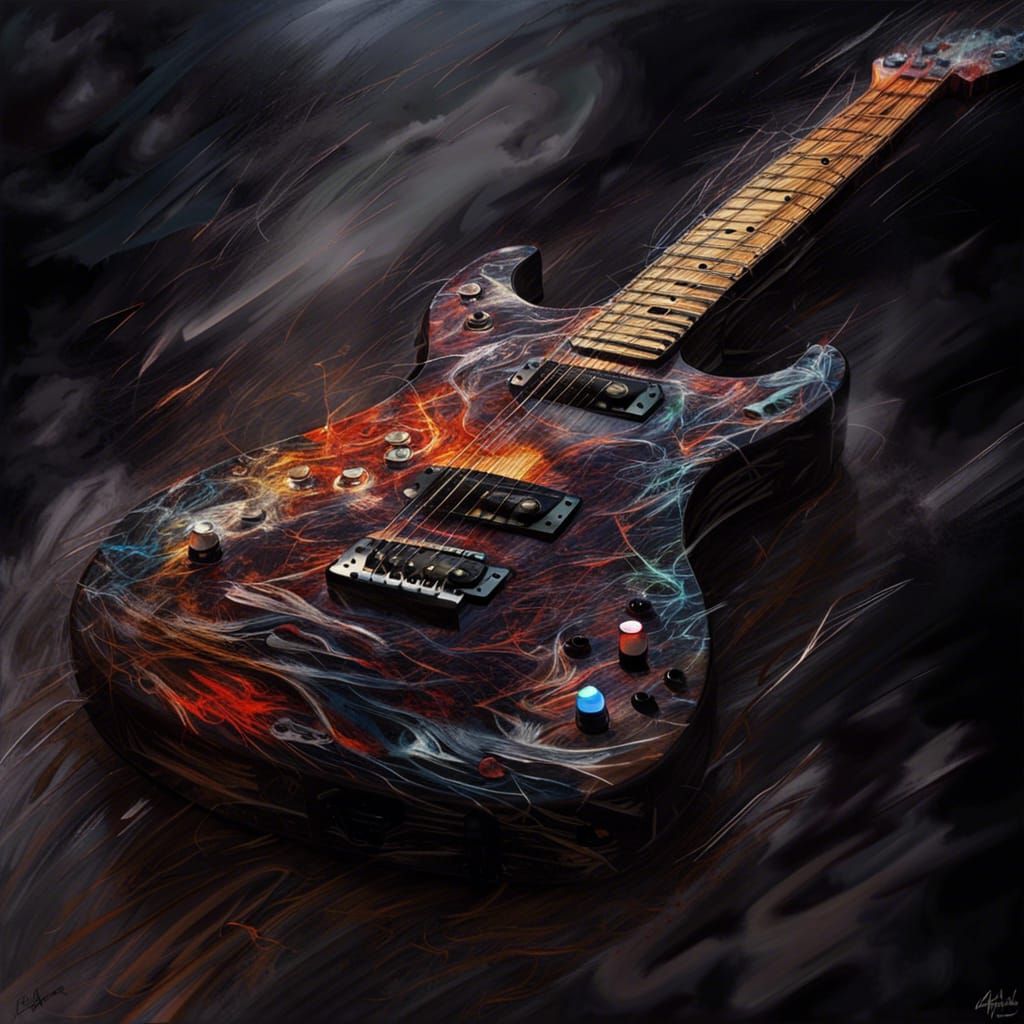 Lightning Guitar: Gothic Impressionist Masterpiece
