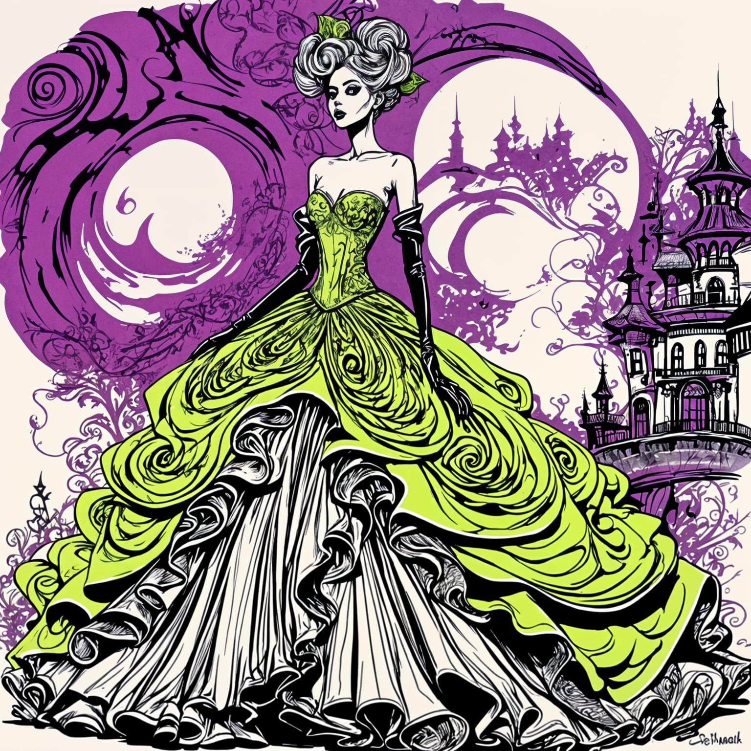 Glamorous Halloween Ball Gown in Baroque Style