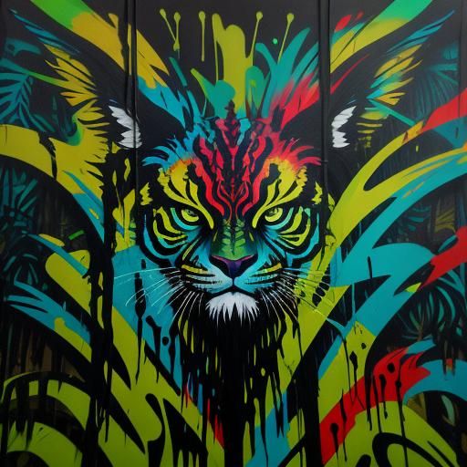 Colorful Graffiti Art of Amazon Rainforest