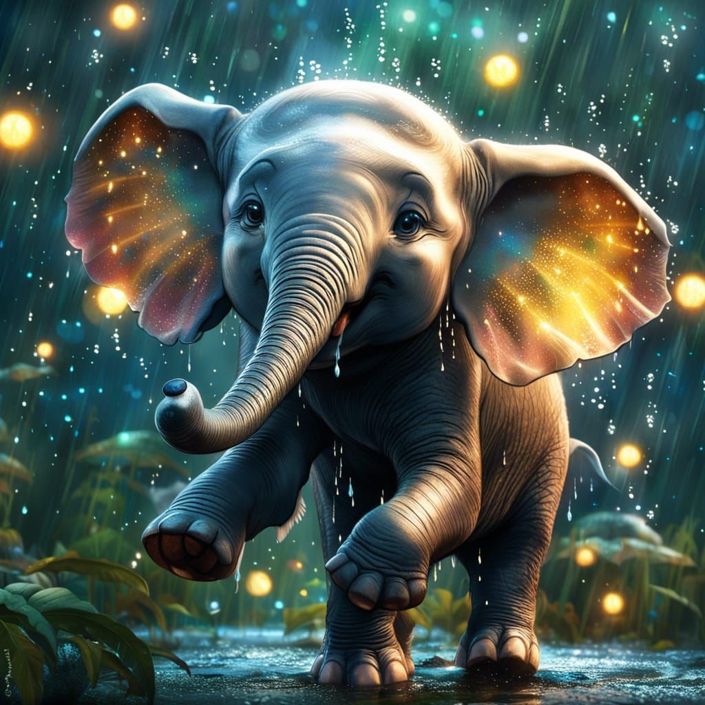 Cheerful baby elephant.