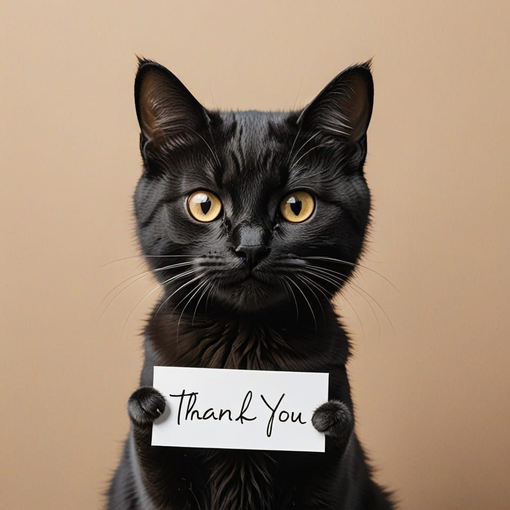 Feline Gesture of Gratitude in Colorful Digital Art