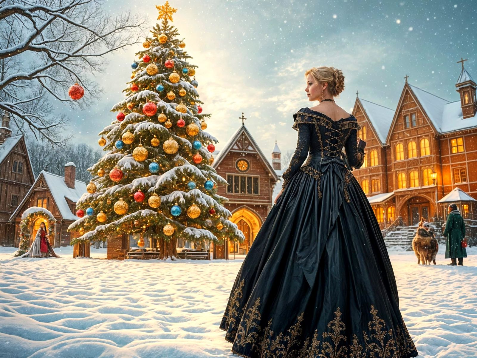 Victorian Warrior Princess Delivers Gift to Yule Tree