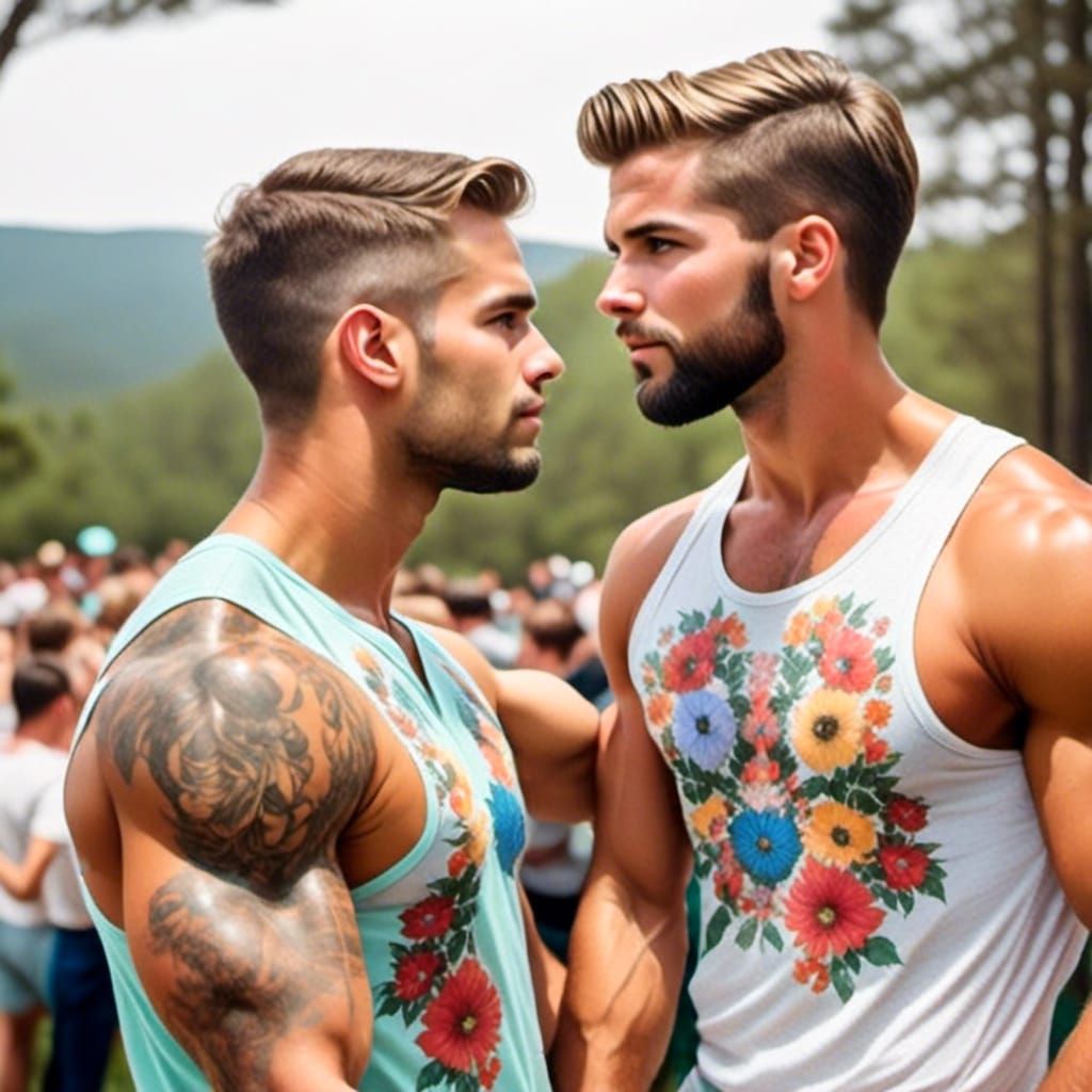 Handsome male couple