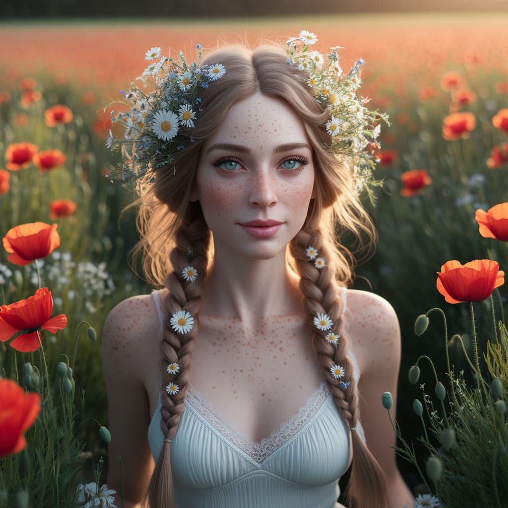 Ethereal Woman in Pre-Raphaelite Style
