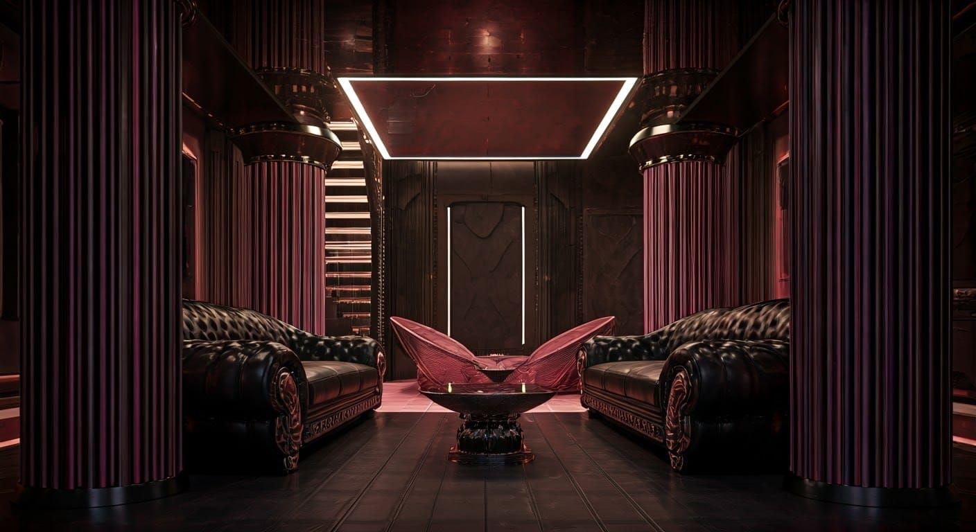 Luxurious Space Age Bedroom with Glass Stairway