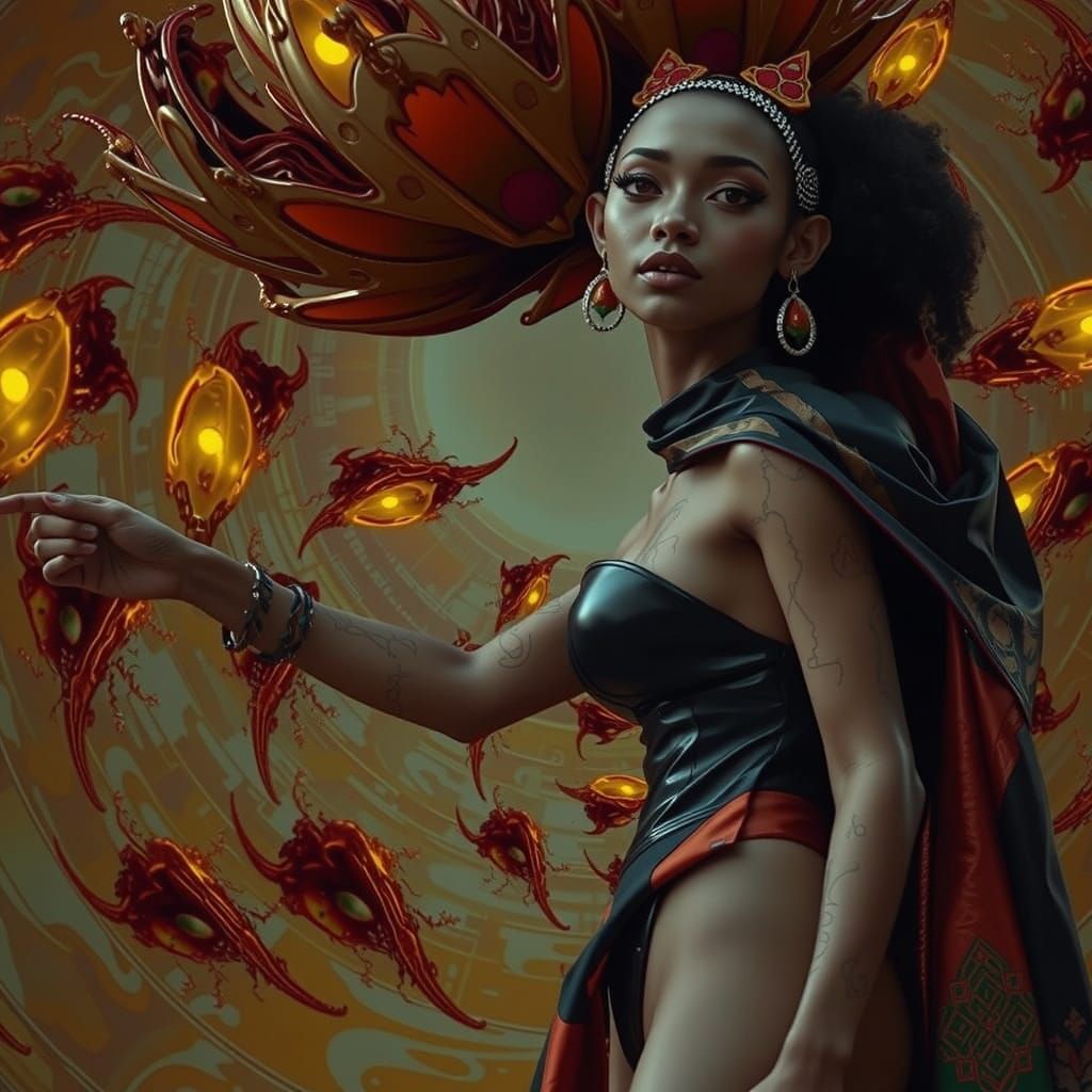 African Queen in Surreal 3D CGI Style