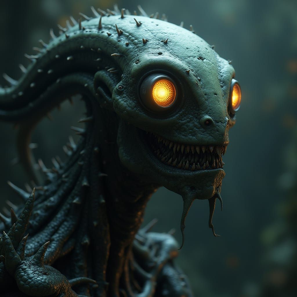 Biomechanical Portrait with Periscope Eyes in Photorealistic...